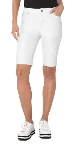 NWT Liverpool The Cruiser Bermuda Short Size 6 / 28 White Raw Hem LM9271Q31