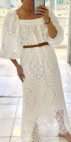 Hunter Bell Remy White Lace Crochet Maxi Dress Size Small