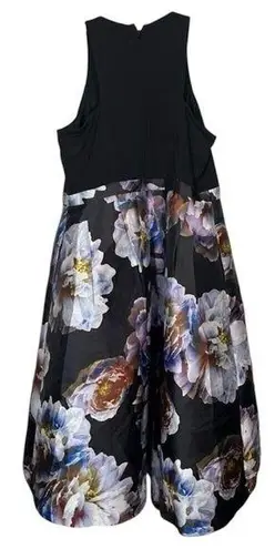 City Chic Sz L / 20 Sleeveless Midi Long Dress Floral Skirt Black Top