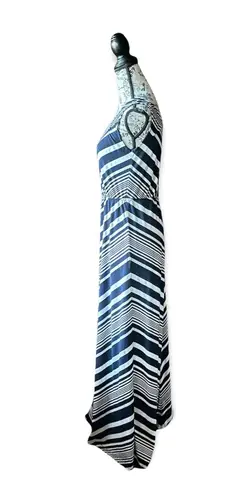 Market & Spruce Womens Sleeveless Striped Blue And White Maxi M