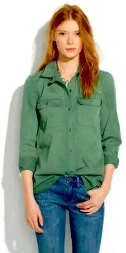 Madewell  Shirt Womens Small S Tomboy Work Green Button-Up 100% Cotton preowned