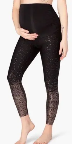 Beyond the Bump Alloy Ombré Metallic Over the Bump Leggings Small Black Size undefined