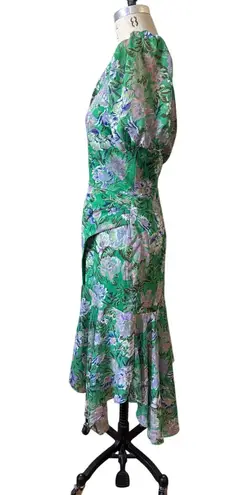 ASTR the Label Santorini One Shoulder Dress in Green Lilac Floral Size Medium