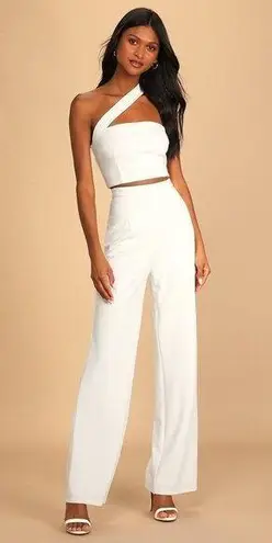 Lulus  Flaunt It Like That White One-shoulder Two-piece Jumpsuit - Size M - Image 1