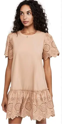 Moon River Beige Eyelet Dress, Sz S
