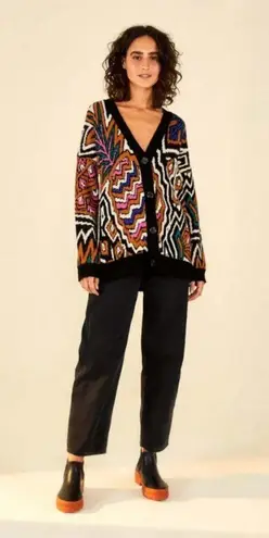 Farm Rio ππ Caramel Tropical Stripes Cardigan ~ Tropical Stripes Print XL NWT