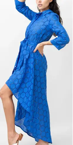 Sartoria Saracena Mamma Mia 100% Linen Eyelet Button Up Shirt Dress