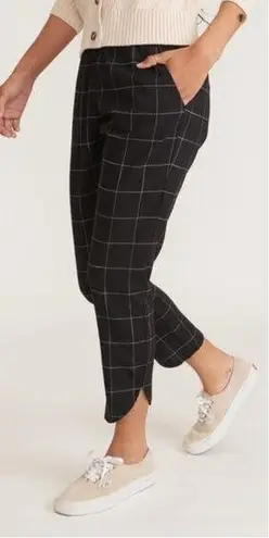 Marine layer Women's Allison Tencel Pant in Black Windowpane Plaid Tulip Hem M