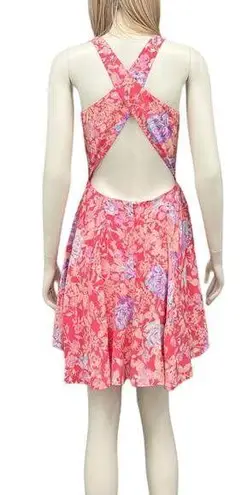 Yumi Kim  Silk Cross-back floral mini dress in Coral size XS NWT