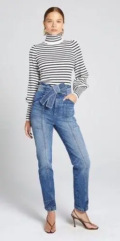 A.L.C. Luke High Waisted Paper Bag Denim Pants in Light Indigo