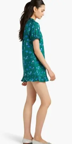 Hill House The Katherine Nap Mini Dress in Emerald Green Space Floral Size Large