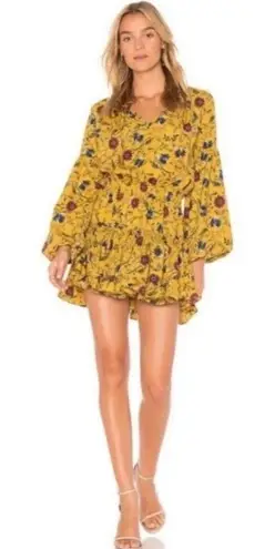 MISA Los Angeles MISA Los Angeles Violet Dress Marigold Yellow Floral Smocked Waist Size XS