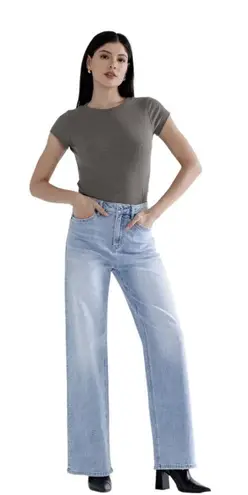 Mica Los Angeles Super High Rise Straight Leg Jeans Size 31 Loose Fit Blue