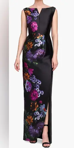 NWOT Kay Unger Helene Column Sleeveless raven boysenberry floral print sz 2 Purple