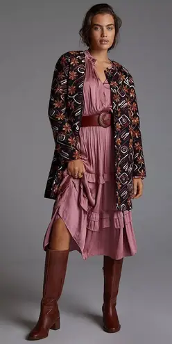 Hutch Anthropologie Women's XS Floral Embroidered Overcoat Multicolor Casual