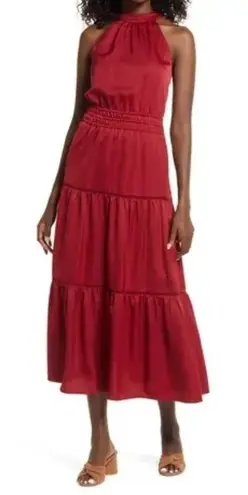 Lost + Wander Lost + Wander Fleur Halter Maxi Dress in burgundy XL