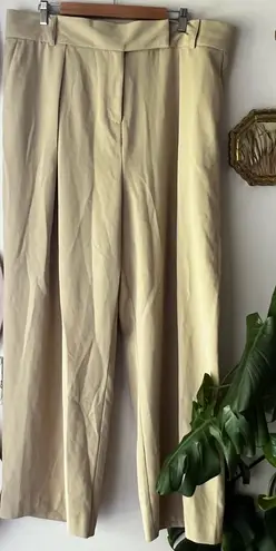 River Island pleated wide leg pants tan Women's SIZE 22 business casual chic