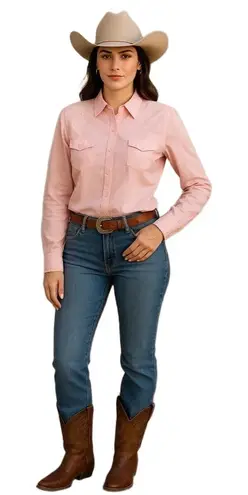 Stetson Pink Long Sleeve Floral Embroidery Button-up Shirt Medium, Equestrian - Image 1