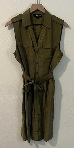 Slate + Willow Olive Green Sleeveless Button Tie Front Cargo Dress Size 8