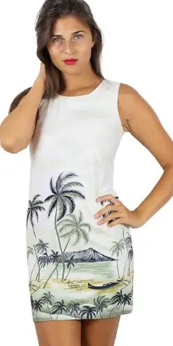 KY's Original Made in Hawaii USA Sleeveless Hawaiian Mini Dress . Size XL White