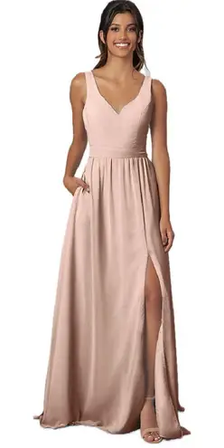 Kennedy Blue Riley Floor Length Maxi Bridesmaid Dress in Blush Pink Size 4