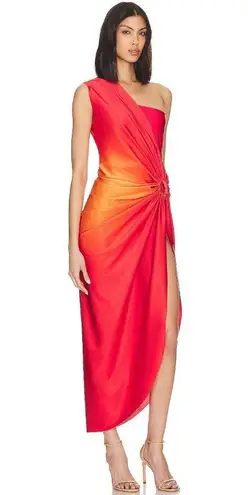 Baobab Nikka Dress in Puesta De Sol & Red Small New Womens Midi One Shoulder