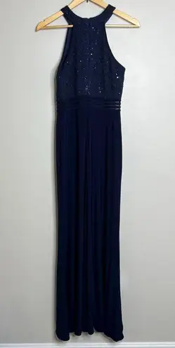 Nightway NW Navy Blue Halter Maxi Gown Dress