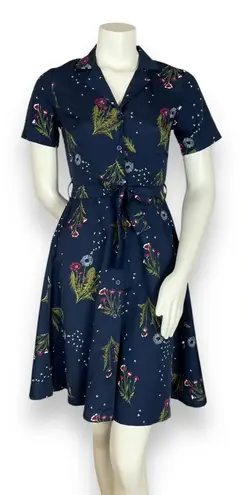 Circus Dress Dandelion Print Navy Blue XS UK Size 8 Retro A