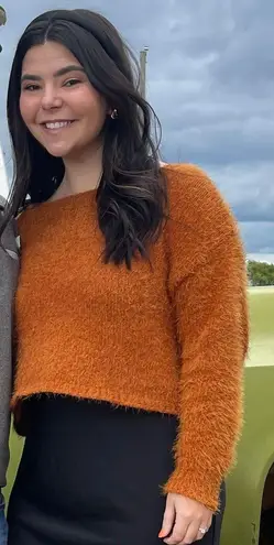 Forever 21 Orange  Fuzzy Knit Drop Sleeve Sweater