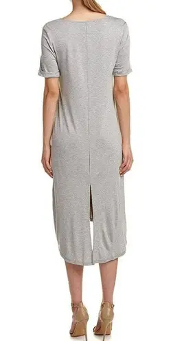 BCBGeneration BCBG Cuffed Tee Shirt Dress Heather Grey Heathered Back Slit Midi Long Sundress