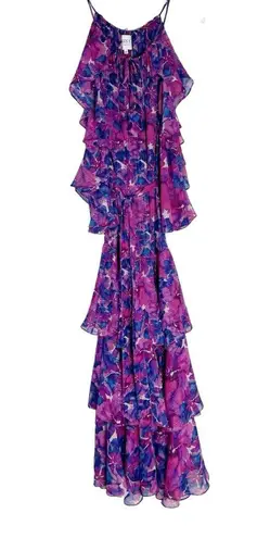 MISA Los Angeles  Paradis Tiered Floral Maxi Dress Purple and Blue Size XS NWT