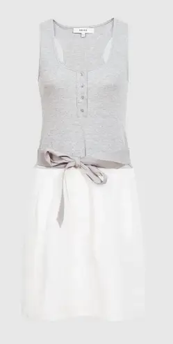 Reiss • Zeta Mini Dress grey white linen drop tie waist sleeveless colorblock
