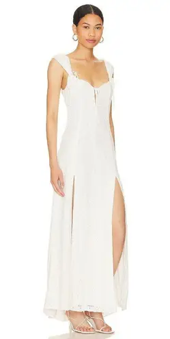 LPA Gabriella Eyelet Maxi Dress in Coconut Milk Small New Womens Cotton
