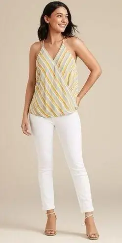 Market & Spruce Coastal Lady V Neck Top Sleeveless Blouse Yellow Stripe Sz XXL