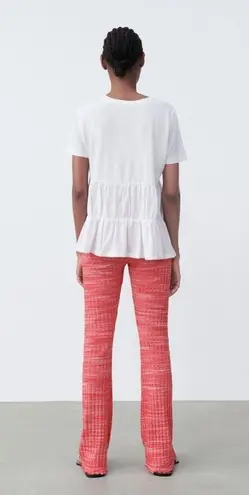 ZARA  Flare Knit Ribbed Pull On Knit Pants Red Size S