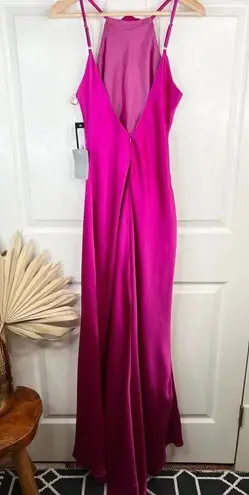 XScape Women's Size 6 Magenta Satin Gown Rose Applique Formal Dress