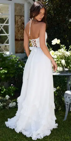 V. CHAPMAN NWT The Scarlette Halter Maxi Dress in White Size 6