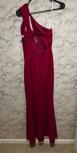 Katie May Edgy Cutout One Shoulder Gown, Magenta