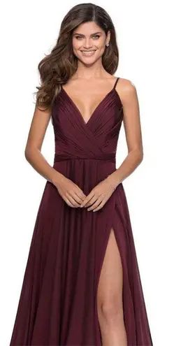 La Femme COPY -  Chiffon Ballgown in Garnet, Size 0