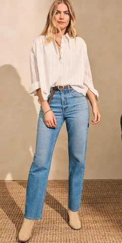 Faherty 100% Organic Cotton Olli Top in Egret Size Medium