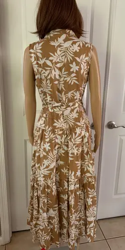 Elie Tahari Tawny Printed LinenTiered Dress With Belt