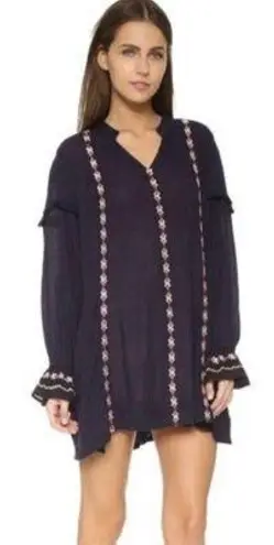 Tularosa Arabella Navy Embroidered Tunic Dress XS