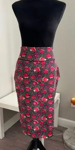 Fashion nene Womens Floral Stretch Pull On Midi Pencil Skirt Size Large