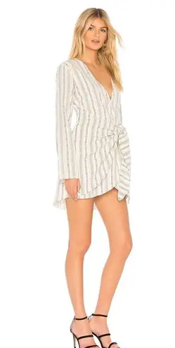 L'Academie  Revolve The Meadow Dress Striped White Gray Long Sleeve  Size S