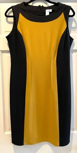 Emma & Michele  Midi Color Block Sheath Dress Black & Goldenrod Ladies Size 10