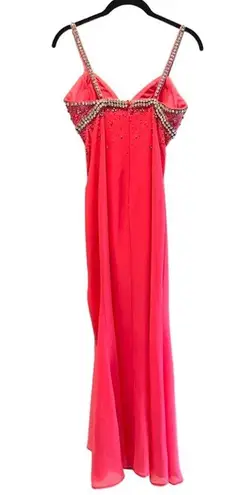 Wow Couture WOW! Pink Beaded Pageant Prom Dress Gown Sleeveless Size 2