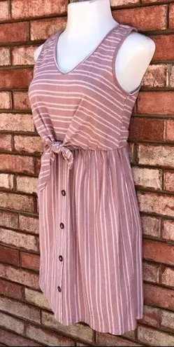 Pink And White Striped Dress Size L