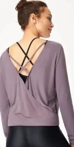 Sweaty Betty  Tranquil Yoga Open Back Long Sleeve Top in Dusty Purple XS