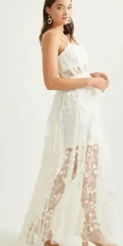 ALTAR’D STATE BRIDAL Evangeline White Floral Appliqué Corset Maxi Dress Sz L NWT Size L