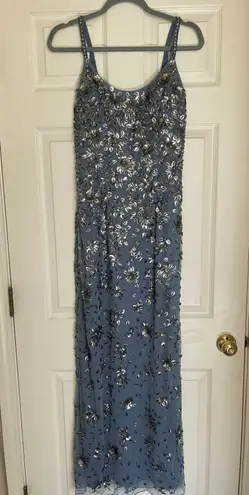 Mac Duggal FLORAL EMBELLISHED SCOOP NECK EVENING GOWN